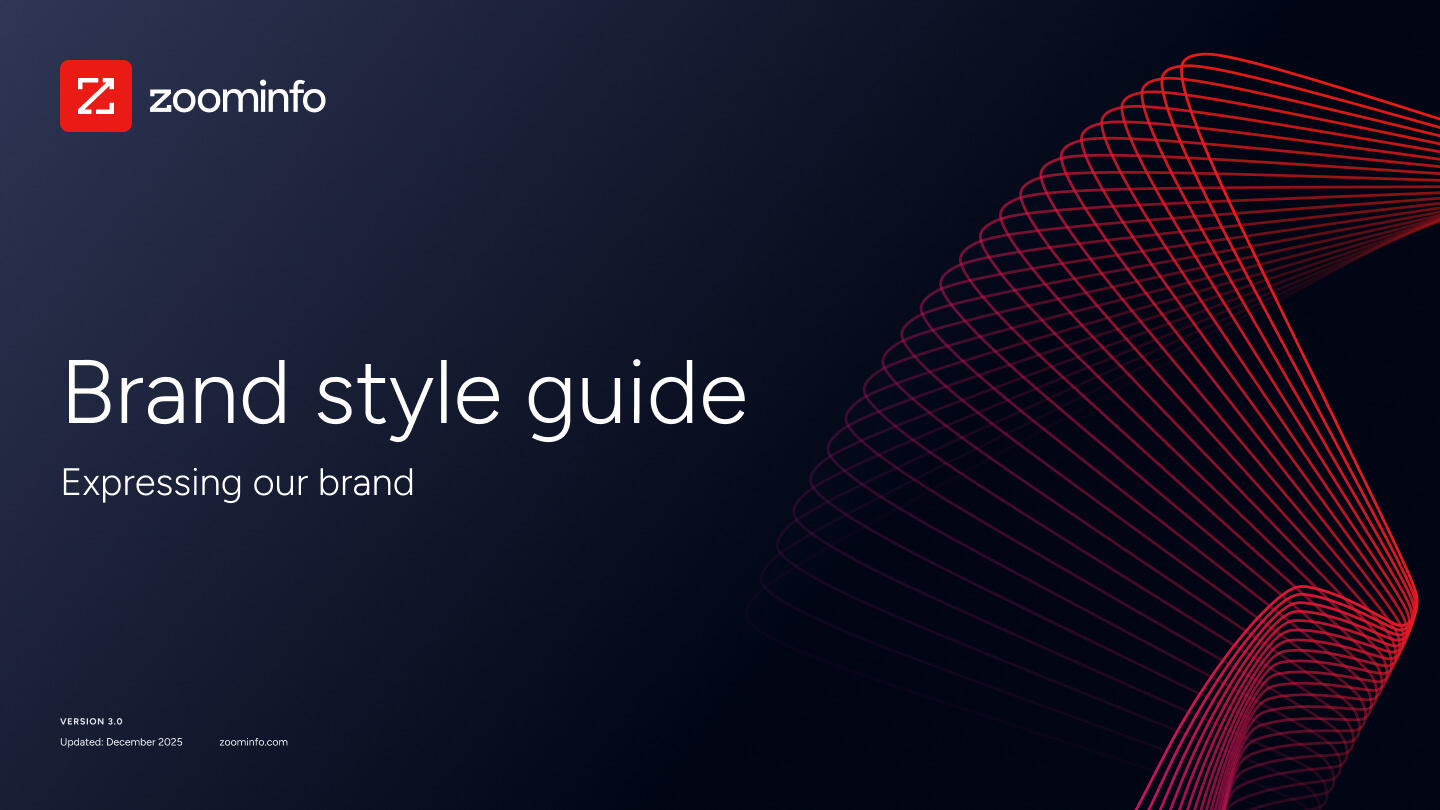 ZoomInfo Brand Style Guide cover · expressing our brand